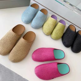 Womens men Sandal fussbett slide flip flop crochet Luxury Slipper summer Designer Slide beach shoe Flat espadrille sandale rubber slippers