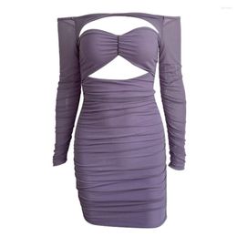 Casual Dresses Sexy Cutout Sheer Long Sleeve Instagram Backless Package Hip Skirt