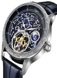 Watch Galaxy Vollautomatische Männer039s Mechanische Erdmond -Phase Funktion Leuchtdurchdringlicher männlicher Schwungrad 8091391