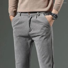 Men's Pants 2024 Spring Autumn Corduroy Trousers Clothing Stretch Slim Fit Casual Fashion Mens Business Work
