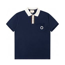 2024 남성용 폴로 여름 셔츠 브랜드 의류 면화 짧은 슬리브 비즈니스 캐주얼 스트라이프 디자이너 Homme Camisa 통기 가능한 A16