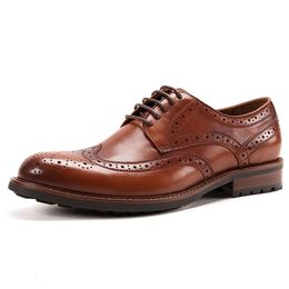 Italian Mens Dress Genuine Leather 2024 Autumn Designer British Style Classic Brogues Wedding Social Shoes for Male