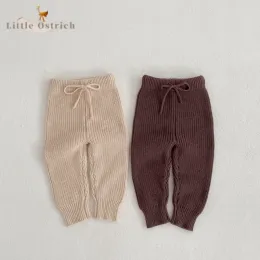 Pants Newborn Baby Girl Boy Cotton Knitted Pant Spring Autumn Child Middle Waist Bottom Casual Solid Colour Trouser Baby Clothes 3M2Y