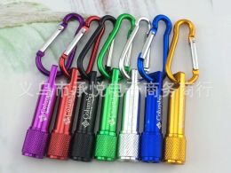 Tools 500pcs/lot Mini 1 LED Flashlight Carabiner Torch Clip Keychain 1LED Camping Lamp Hiking Hook Key Chain Flash light Free Shipping