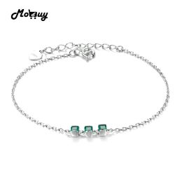 Strands MoBuy MBHI017 Casual Square Green Gemstone Chalcedony Bracelet & Bangles 925 Sterling Silver Jewelry White Gold Plated For Women