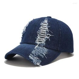 Ball Caps 2024 Four Seasons Washed Denim Casquette Baseball Cap Adjustable Snapback Hats For Men And Women 170