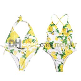 Floral Print Swimwear Sexy Lace Up Bikinis Women Summer Swimming Biquinis Sling One Piece Swimsuit for Party