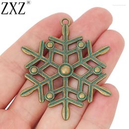 Pendant Necklaces ZXZ 5pcs Antique Bronze Verdigris Patina Large Snowflake Charms Pendants For Necklace Jewelry Making Findings 58x47mm