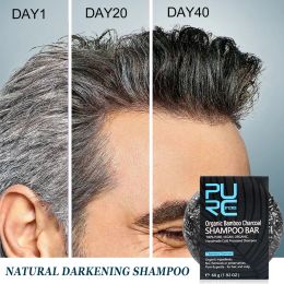 Shampoos 60g Grey White Hair Black Organic Bamboo Charcoal Soap Shampoo Bar Moisturise Improve Hair Root Repair Treatment Sabonete