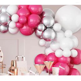 Party Decoration 83Pcs Rose Red White Metallic Silver Latex Balloons Garland Arch Kit For Wedding Birthday Baby Shower Decorations