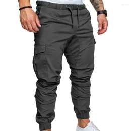 Men's Pants Men Skinny Cargo Solid Colour Pockets Drawstring Ankle Tied Sports Running Gym Fittness Training Clothing