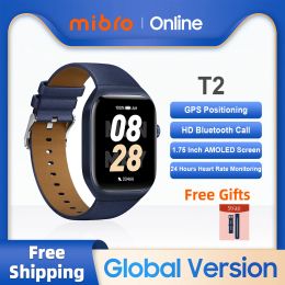 Watches Mibro T2 Smartwatch GPS Positioning 1.75Inch AMOLED HD Screen AOD 2ATM Waterproof Bluetooth Call Sports Women Men Smart Watches
