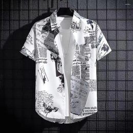 Men's Casual Shirts Soft Men Shirt Tropical Style With Letter Print Ice Silk Fabric Quick Dry Technology For Vacation Beach Top