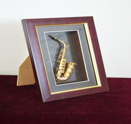 Pure hand made Saxophone Sax Display Case Wall Frame Cabinet Wood Frame7989768