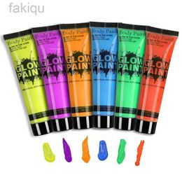 Body Paint 6/8/24pcs Body Art Paint Neon Fluorescent Party Festival Halloween Cosplay Makeup Party Tools Kids Face Paint UV Glow Painting d240424