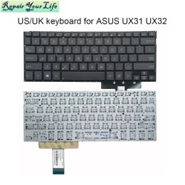 Keyboards US/UK English backlit keycaps pc keyboard for ASUS Zenbook UX31 UX32 UX31E UX31A UX32A UX32VD 3624US00 3625UK00 laptop keyboards