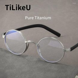 Sunglasses Frames Japanese Pure Titanium Eyeglasses Frame Men Designer Round Business Retro Myopia Women's Style