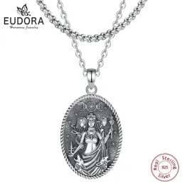 Necklaces Eudora 925 Sterling Silver Triple Moon Goddess Necklace Vintage Dog Hecate Amulet Pendant Triple Goddess Jewellery Personality Gif