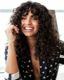 Wigs Long Curly Wig With Bangs Brown Black Shag Haircuts Hair Synthetic Replacement Wigs For Women Daily Use Cosplay 20 22 24inch