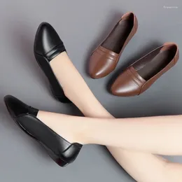 Dress Shoes Spring And Autumn Joker Soft-soled Shallow-mouthed Small Leather Flat Bottom Plus Size Women's