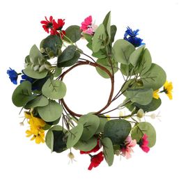 Decorative Flowers Artificial Garland Green Decor Eucalyptus Wreath Fake With Autumn Cloth Leaves
