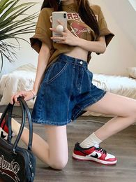 S-XL Womens Straight denim short high waist female casual summer ladies Wide Leg shorts jeans for womens72985 240418