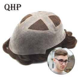 Toupees Toupees Toupees Men Hair Toupee Lace Pu Mens Capillary Prothesis Breathable For Men Natural Human Hair Male 6" Hairpiece Free Ship