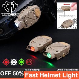 Lights Tactical Mini Fast Helmet Flashlight White Red Green IR Airsoft Rifle Switch Lamp Outdoor Survival Signal Signal Fit 20mm Rail