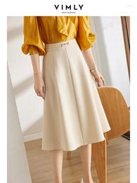 Skirts Vimly Female High Waist A-line Umbrella Skirt Women Spring Autumn Elegant Apricot 2024 Korean Fashion Clothing V8001