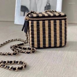 Shoulder Bags Box Package Weave Summer Chain Small Crossbody Bag Fashion Straw Phone Pocket