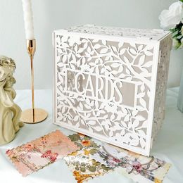 Party Supplies Wedding Card Box Wooden Leaf Models White Assembled Small Suitable For Weddings Event Decoration Etc. Storage Money And Items