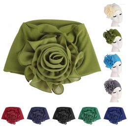 Wide Brim Hats Women Large Flower Scarf Hat Turban Cap Solid Colour Autumn Winter Hair Accessories Chemo Pure For Spa