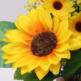 Decorative Flowers 5PCS 10CM Artificial Sunflower Flower Heads DIY For Party Festival Home Decoration Garden Wreath Craft