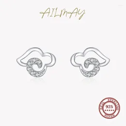 Stud Earrings Ailmay Real 925 Sterling Silver Cute Cloud For Women Shining CZ Hypoallergenic Jewellery Gifts