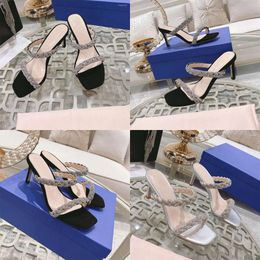 Thin Slippers Heels Women Brand Leather Crystal Pumps Fashion Casual Sandal Female Dress Party Shoes Sliver Sofa Sole Sandalias ias