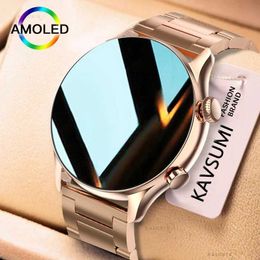 Wristwatches KAVSUMI Smartwatch Women AMOLED HD Screen Always On Display Bluetooth Call IP68 Waterproof NFC Smart Men Watch For Android ios 240423