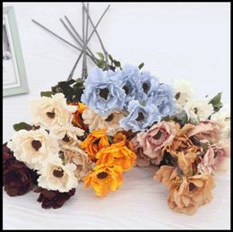 Decorative Flowers 6 Heads Peony Artificial Silk Wedding Archway Decoration Home Party Floral