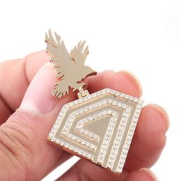 Eagle 10K Solid Gold Natural Diamond Hiphop Pendant Men's Jewelry Animal Necklace Gift For Him