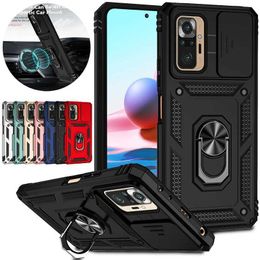 Cell Phone Cases For mi Redmi Note 10 10S Case Car Holder Ring Phone Case For Redmi Note 10 Pro Max Note10 S Slide Camera Armour Back Cover 240423