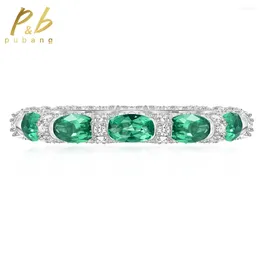 Cluster Rings PuBang Fine Jewellery 925 Sterling Silver Emerald Ruby Created Moissanite Row Diamond Ring For Women Anniversary Gift Free