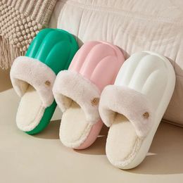 Slippers Thick Sole Cotton For Men And Women In Winter Waterproof Non-slip Indoor With Velvet Warm Removable Drag