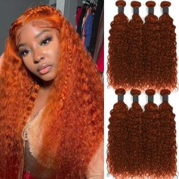 Wigs 350 Colour Water Wave Brazilian Human Hair Bundles Orance Ginger Deep Curly Hair Weave Bundles 1/3/4 PCS Bundle Deals Hair