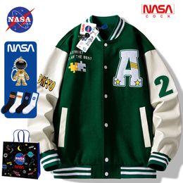 NASA Joint Baseball Jersey per uomini e donne in autunno e inverno 2022, nuovo marchio alla moda a maniche PU sciolte, giacca addensata, giacca di coppia -wmp