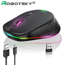 Mice Bluetooth 5.0 Wireless Mouse Rechargeable Silent Multi Arc Touch Mice Rgb Running Lamp Mouse for Laptop Ipad Pc Book