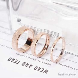 Wedding Rings KNOCK High quality Fashion Simple Scrub Stainless Steel Women s Rings 2 mm Width Rose Gold Colour Finger Gift For Girl Jewellery