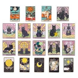 Bags Punk Style Tarot Series Brooch Moon Sun Star Brooch Skull Paint Halloween Clothing Accessories Backpack Brooch Badge Lapel Pins