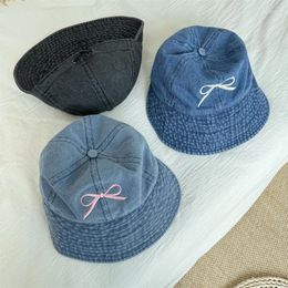 Berets 2024 Denim Washed Bucket Hat Retro Foldable Fisherman Cap Cotton Casual Sun Summer Outdoor Sunscreen For Women Men