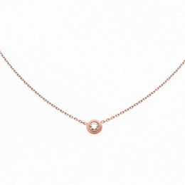 Designer trend Carter Mosang Stone Necklace Womens Versatile High grade Single Diamond Small UFO Bubble Clavicle Chain Titanium Steel 18k Non fading