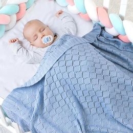 Blankets Multi-Function Baby Knitted Cotton Solid Color Born Bebes Sleeping Bed Stroller Blanket Covers Infantil Swaddle Wrap