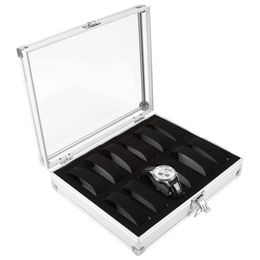 1pcs 612 Grids Slots Aluminium Watches Box Jewelry Display Storage Case Suede Inside Container Watch Casket 240412